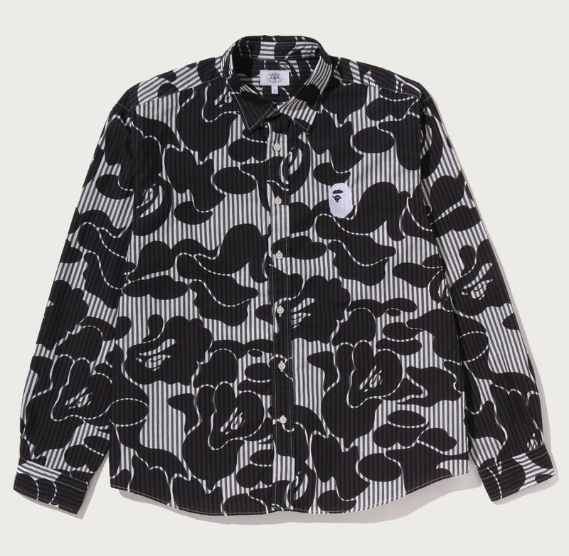 A BATHING APE SOLID CAMO ONE POINT RELAXED FIT L/S SHIRTS