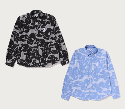 A BATHING APE SOLID CAMO ONE POINT RELAXED FIT L/S SHIRTS