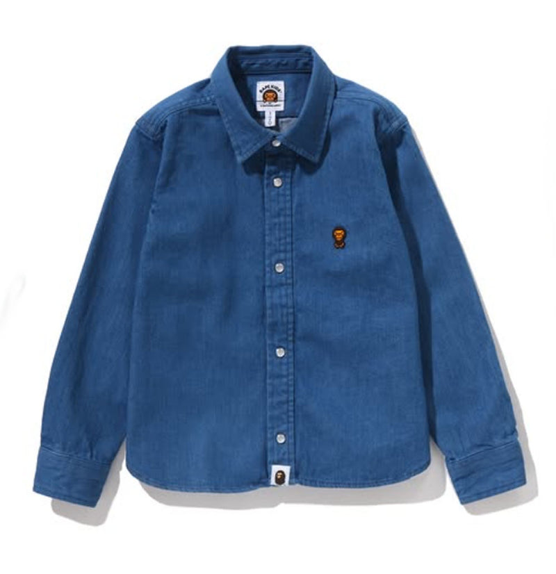 A BATHING APE BAPE KIDS BABY MILO 8 OZ DENIM SHIRT - happyjagabee store