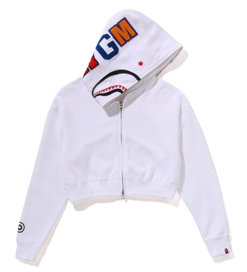 A BATHING APE Ladies' SHARK CROPPED FULL ZIP HOODIE