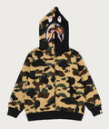 A BATHING APE BAPE KIDS 1ST CAMO MILO SHARK ZIP HOODIE