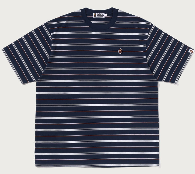 A BATHING APE ONE POINT STRIPE RELAXED FIT TEE