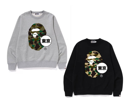A BATHING APE 1ST CAMO TOKYO APE HEAD CREWNECK SWEAT SHIRT ( Tokyo Limited )