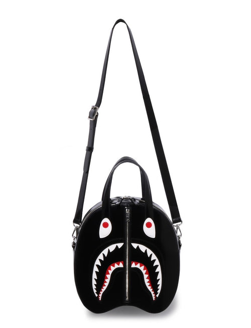 A BATHING APE SHARK LEATHER SHOULDER BAG