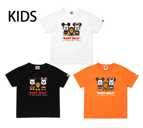 A BATHING APE BAPE KIDS BAPE x DISNEY MICKY & MINNIE MOUSE BABY MILO TEE