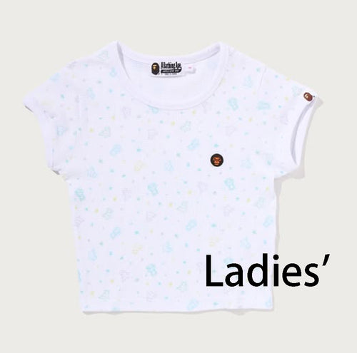 A BATHING APE Ladies' STA MILO STA PATTERN ONE POINT CROPPED TEE