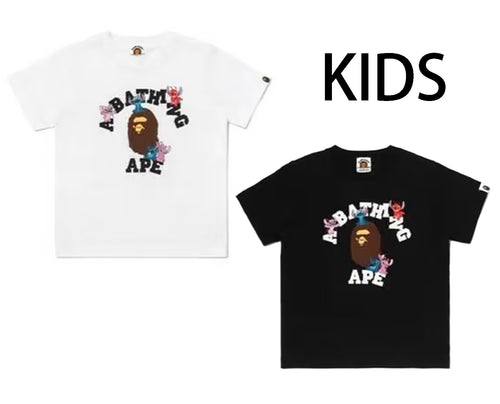 A BATHING APE BAPE KIDS BAPE x DISNEY STITCH AND FRIENDS COLLEGE TEE