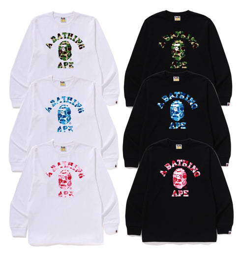 A BATHING APE ABC CAMO COLLEGE L/S TEE