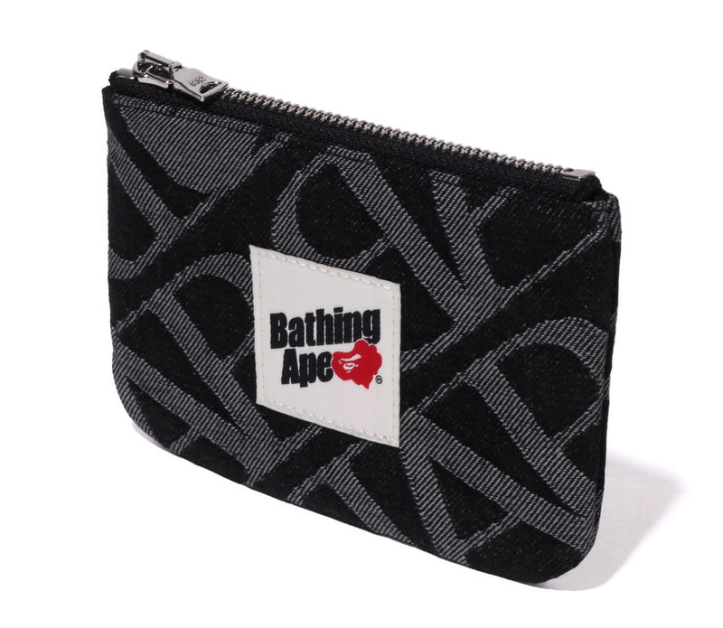 A BATHING APE DENIM MONOGRAM POUCH