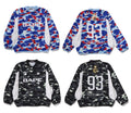 A BATHING APE CREEN CAMO FOOTBALL LOGO RELAXED FIT CREWNECK - happyjagabee store