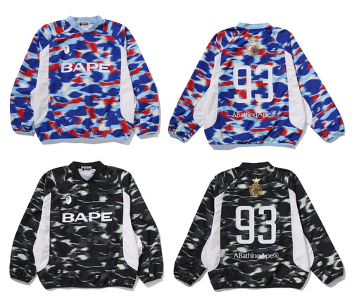 A BATHING APE CREEN CAMO FOOTBALL LOGO RELAXED FIT CREWNECK - happyjagabee store