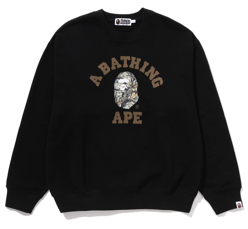 A BATHING APE TREE EDGE CAMO COLLEGE RELAXED FIT CREWNECK SWEAT SHIRT #1