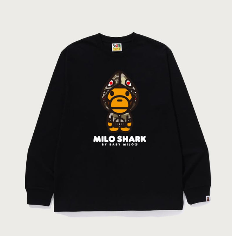 A BATHING APE COLOR CAMO MILO SHARK FZH LS TEE