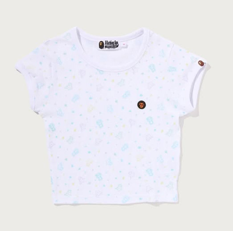 A BATHING APE Ladies' STA MILO STA PATTERN ONE POINT CROPPED TEE