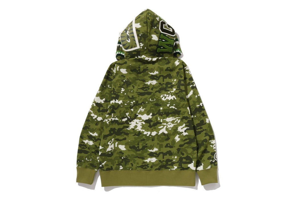 A BATHING APE MULTI PIXEL CAMO SHARK REGULAR FIT FULL ZIP HOODIE