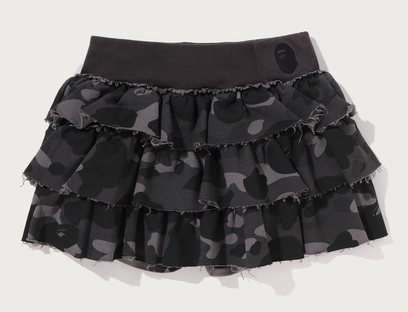A BATHING APE Ladies' COLOR CAMO RUFFLE SWEAT SKIRT