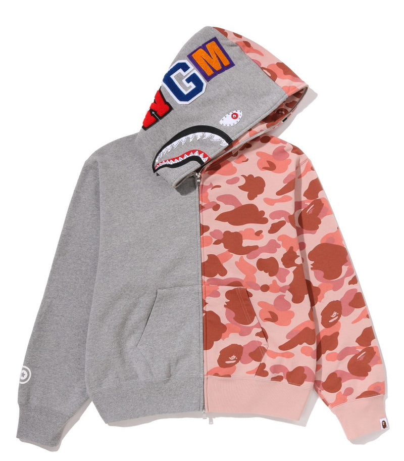 A BATHING APE Ladies' 1ST CAMO CRYSTAL STONE SHARK FULL ZIP HOODIE