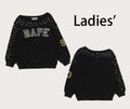 A BATHING APE Ladies' MULTI LOGO STUD DROP SHOULDER SWEAT SHIRT