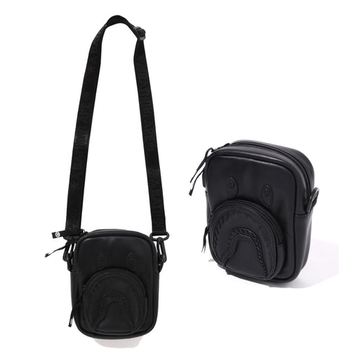A BATHING APE SHARK LEATHER MINI BAG