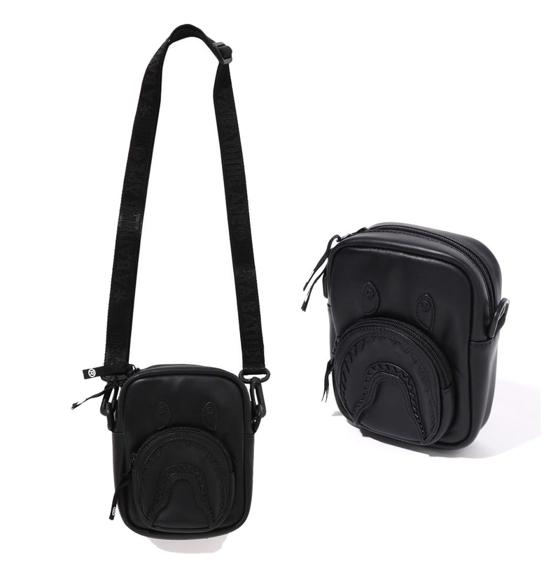 A BATHING APE SHARK LEATHER MINI BAG