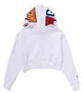 A BATHING APE Ladies' SHARK CROPPED FULL ZIP HOODIE