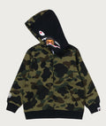 A BATHING APE BAPE KIDS 1ST CAMO MILO SHARK ZIP HOODIE