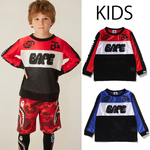 A BATHING APE BAPE KIDS BAPE MESH LS TEE
