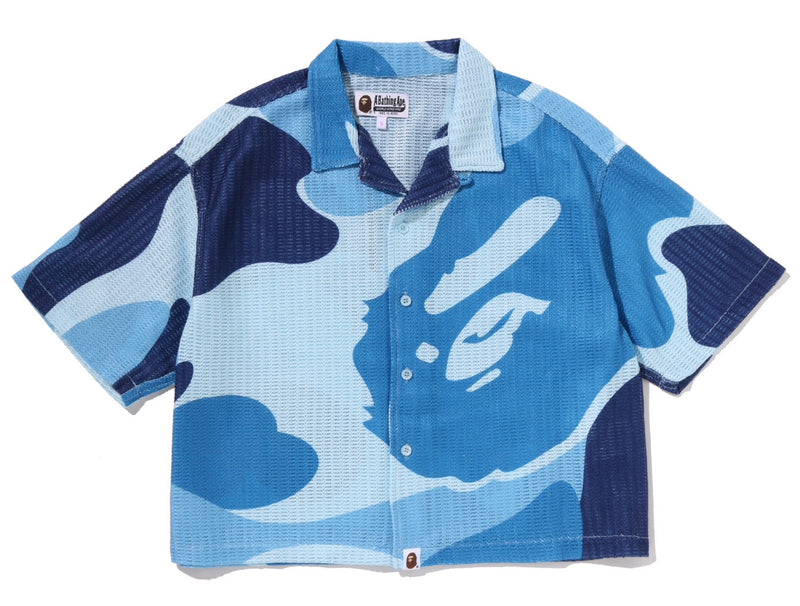 A BATHING APE Ladies' MEGA ABC CAMO OPEN COLLAR SHIRT