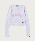 A BATHING APE Ladies' LISA MILO STA PATTERN WAFFLE SLIM FIT L/S TEE