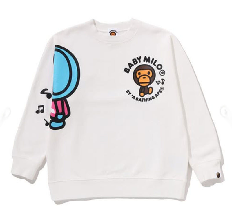 A BATHING APE BAPE KIDS BABY MILO ELEPH CREWNECK SWEATSHIRT