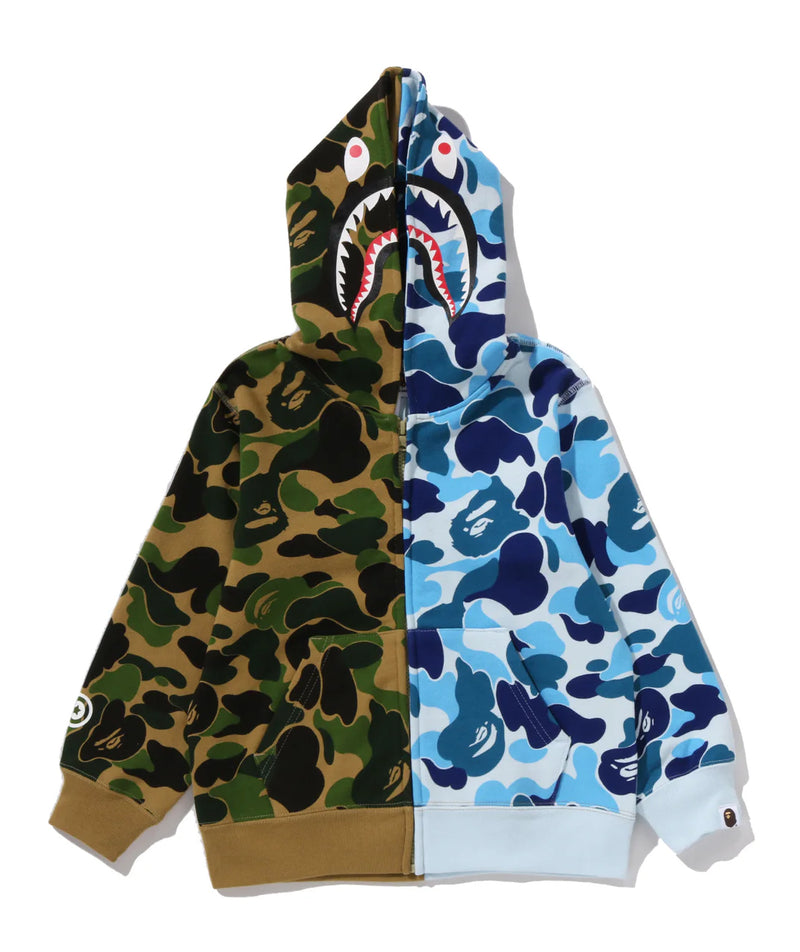 A BATHING APE BAPE KIDS ABC CAMO MULTI SHARK ZIP HOODIE