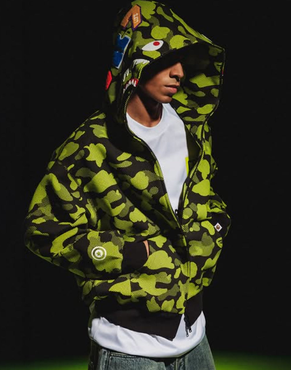 A BATHING APE BAPE x CR7 LIFE LOGO RELAXED FIT SHARK FULL ZIP