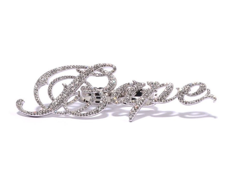 A BATHING APE BAPE RHINESTONE DOUBLE FINGER RING