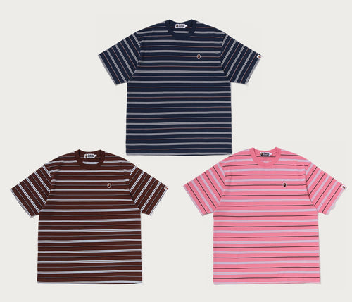 A BATHING APE ONE POINT STRIPE RELAXED FIT TEE