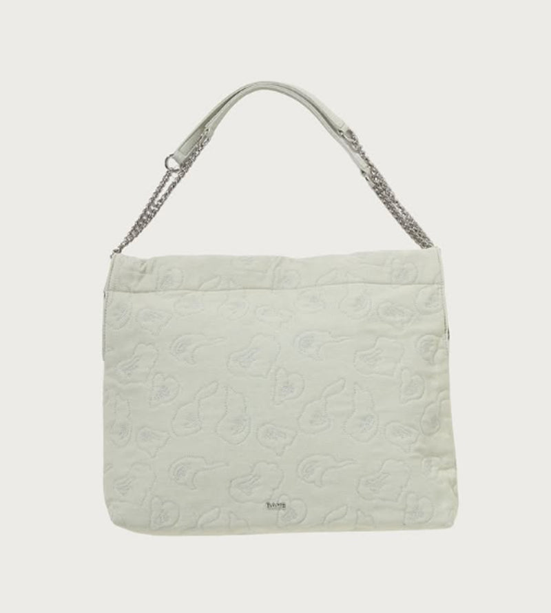 A BATHING APE Ladies' DENIM CAMO QUILTING CHAIN HANDLE TOTE BAG