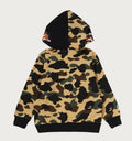 A BATHING APE BAPE KIDS 1ST CAMO MILO SHARK ZIP HOODIE