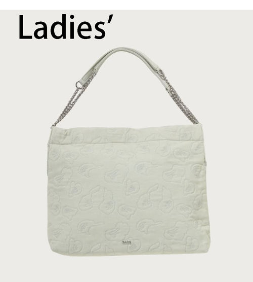 A BATHING APE Ladies' DENIM CAMO QUILTING CHAIN HANDLE TOTE BAG