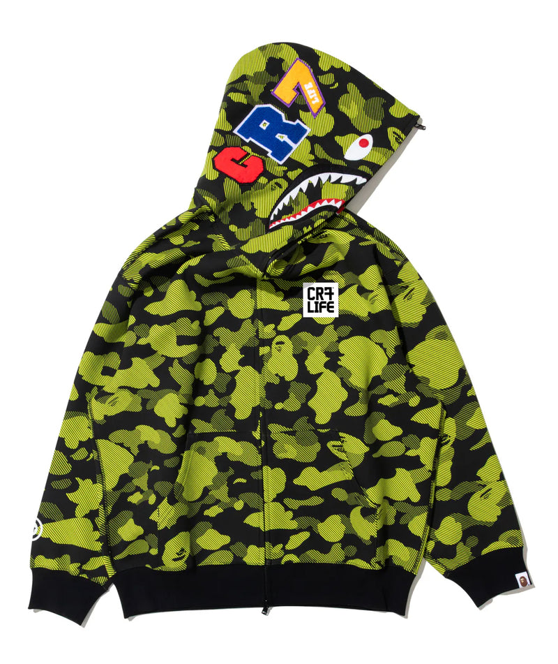 A BATHING APE BAPE x CR7 LIFE LOGO RELAXED FIT SHARK FULL ZIP HOODIE