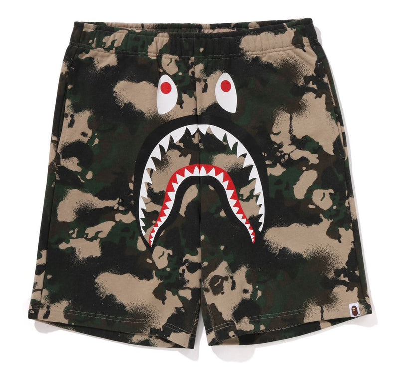 A BATHING APE MAP CAMO REGULAR FIT SHARK SWEAT SHORTS