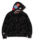 A BATHING APE COLOR CAMO CROCHET RELAXED FIT SHARK FULL ZIP HOODIE