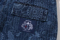A BATHING APE JAPANESE INDIGO ART CAMO JUNGLE DENIM RELAXED FIT CARGO SHORTS