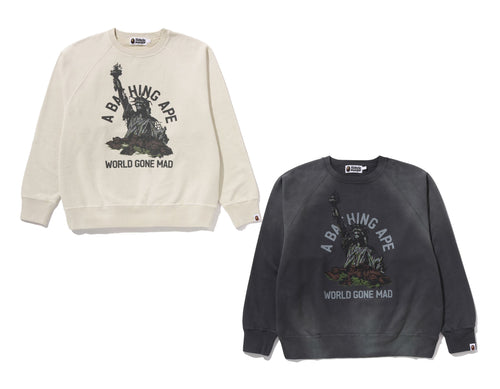 A BATHING APE DESTROY WASHED EFFECT RELAXED FIT CREWNECK