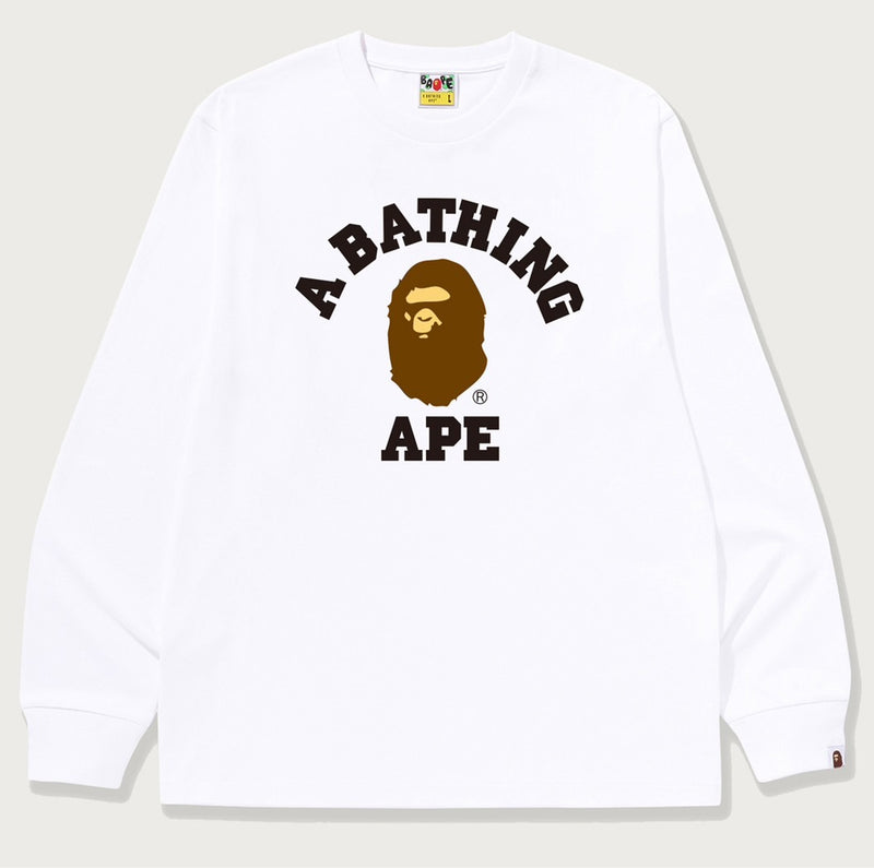 A BATHING APE COLLEGE L/S TEE
