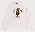 A BATHING APE LAdies' COLLEGE FUR PATCH CREWNECK SWEAT SHIRT