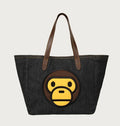 A BATHING APE BABY MILO STORE BABY MILO DENIM LARGE TOTE BAG