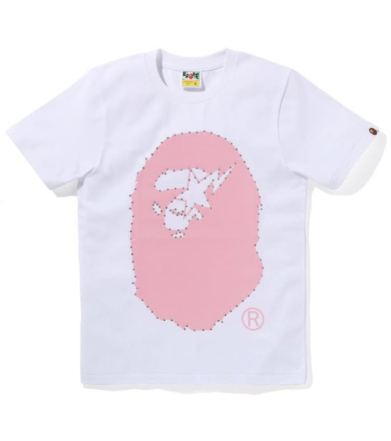 A BATHING APE Ladies' CRYSTAL STONE STA EYE BIG APE HEAD TEE