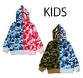 A BATHING APE BAPE KIDS ABC CAMO MULTI SHARK ZIP HOODIE