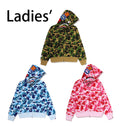 A BATHING APE Ladies' ABC CAMO CRYSTAL STONE SHARK FULL ZIP HOODIE