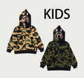 A BATHING APE BAPE KIDS 1ST CAMO MILO SHARK ZIP HOODIE