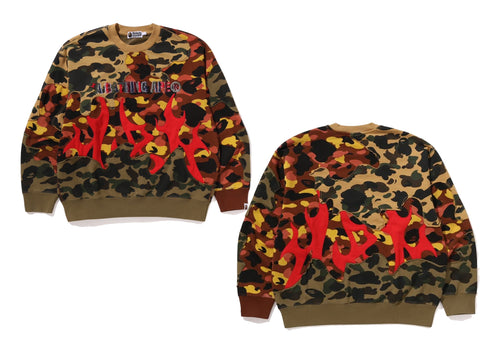 A BATHING APE 1ST CAMO UPCYCLED RELAXED FIT CREWNECK SWEAT SHIRT
